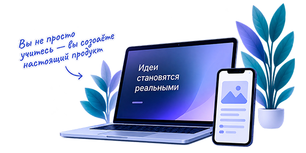 Ноутбук и смартфон с интерфейсом цифрового продукта