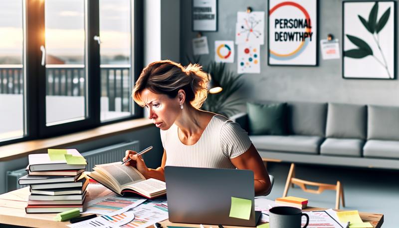 Focused woman studying