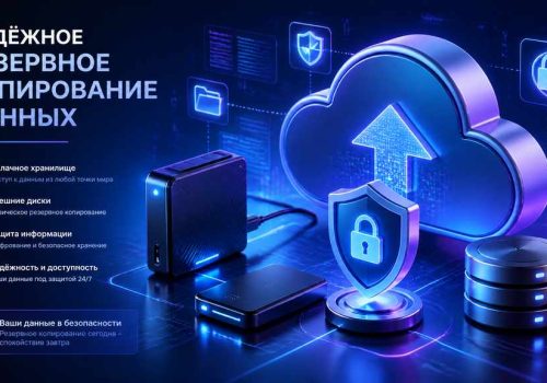 Абстрактное изображение на тему резервного копирования данных, облачного хранения и защиты цифровой информации