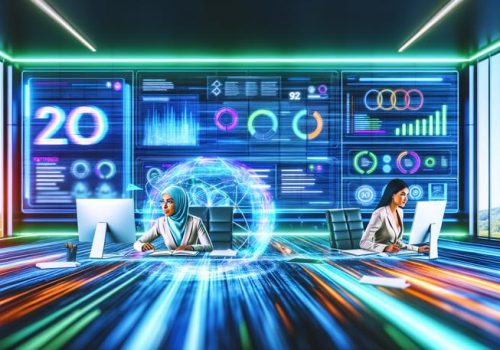 futuristic seo workspace