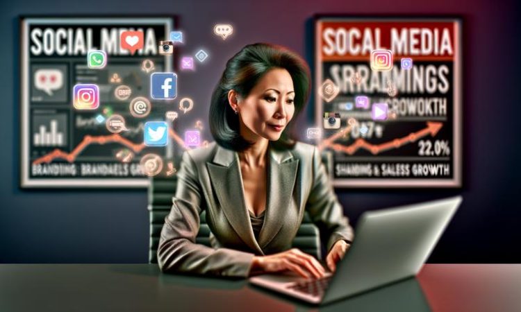 European businesswoman analyzing