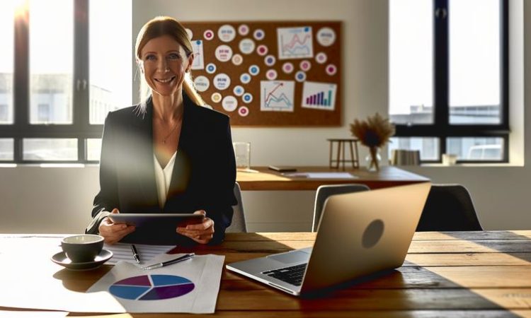 женщина офис планшет