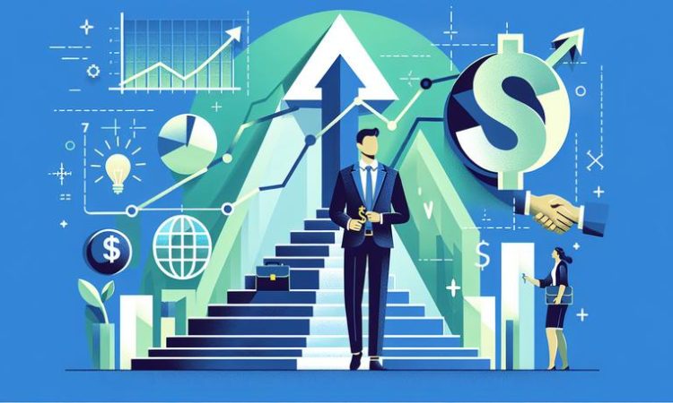 Бизнесмен восходит успеху