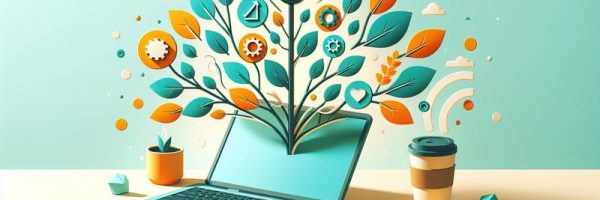 Ноутбук растущий дерево значки