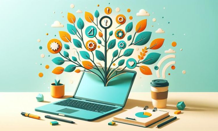 Ноутбук растущий дерево значки